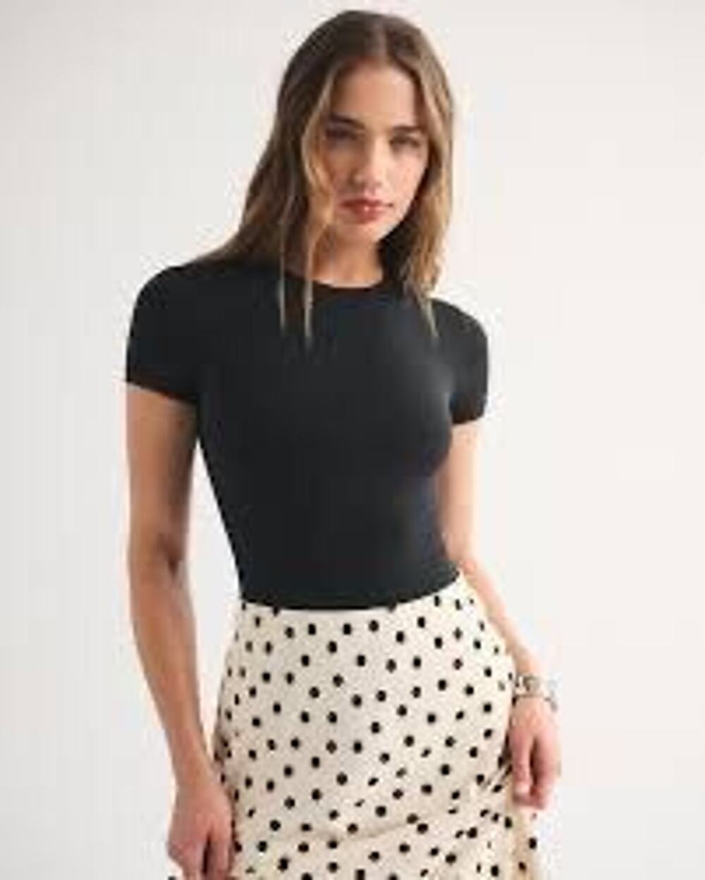 Abercrombie Black Seamless Crewneck Short Sleeve Bodysuit Size XS